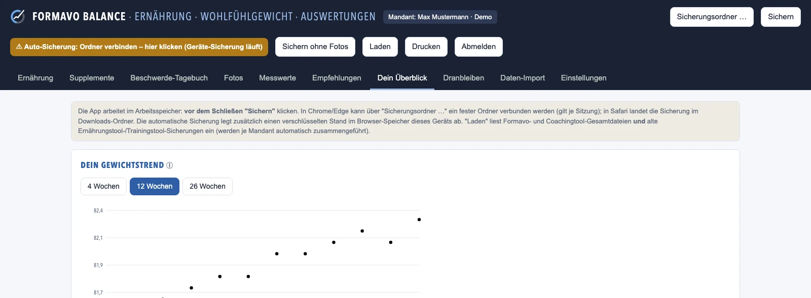 Formavo Balance: Dein Überblick mit acht Ampeln von Gewichtstrend bis Schritte